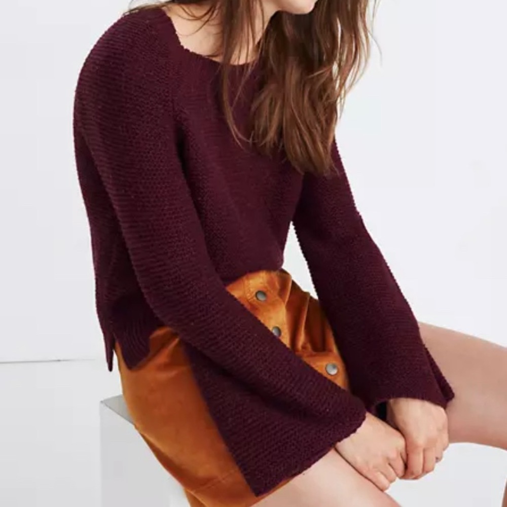 Madewell maroon bell sleeve Sweater size L